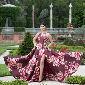 Floral Halter Maxi Dress